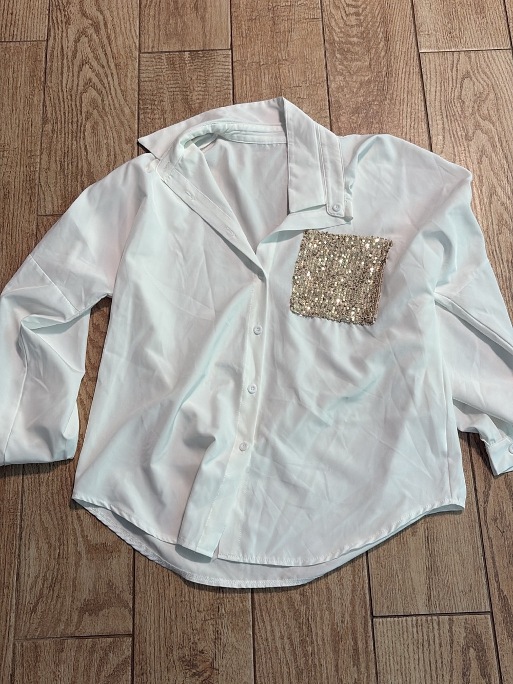 Sequin Pocket Button-Down Shirt